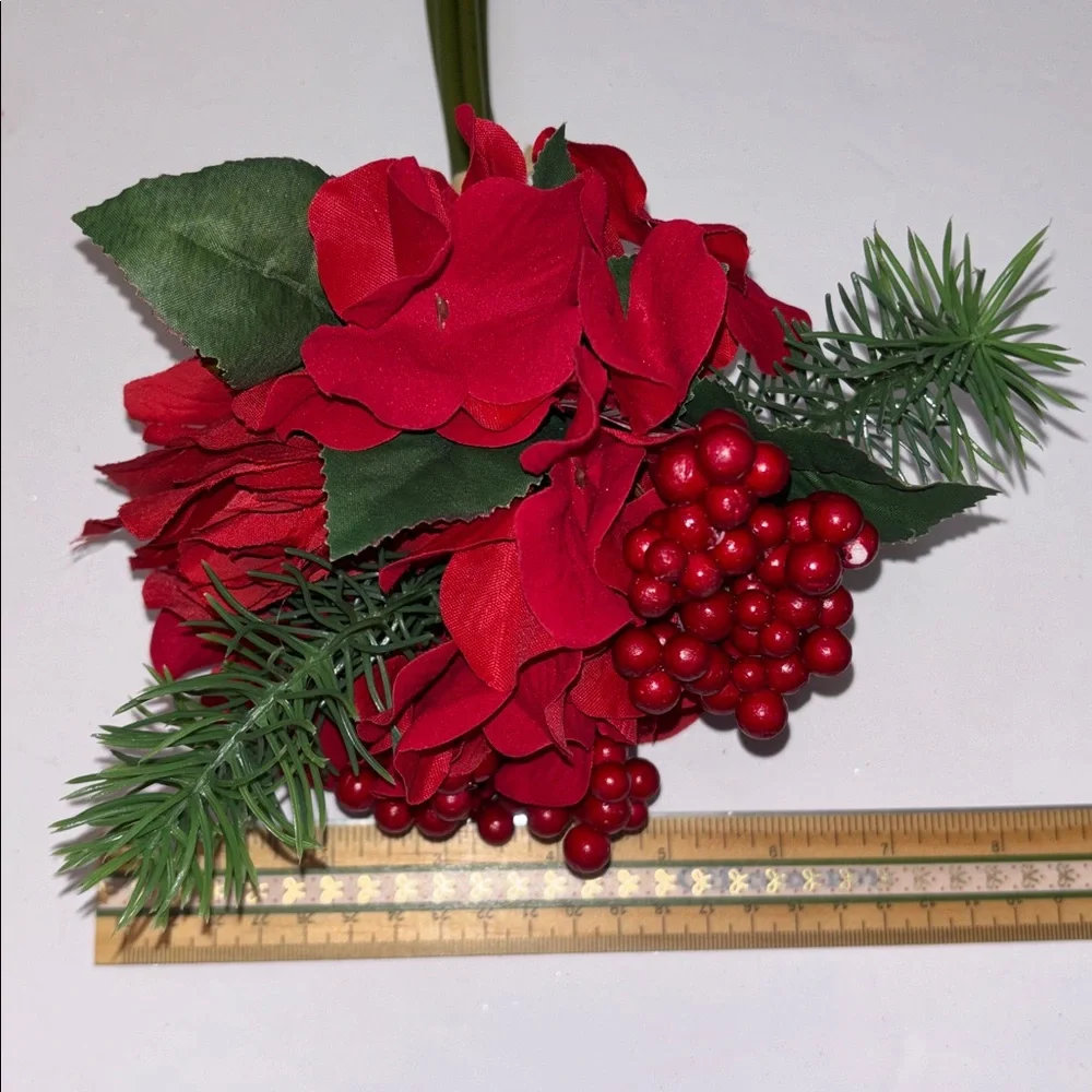 Red Rose Bouquet with Greenery Christmas Bouqet Bridal Bouquet Holiday Red Berry